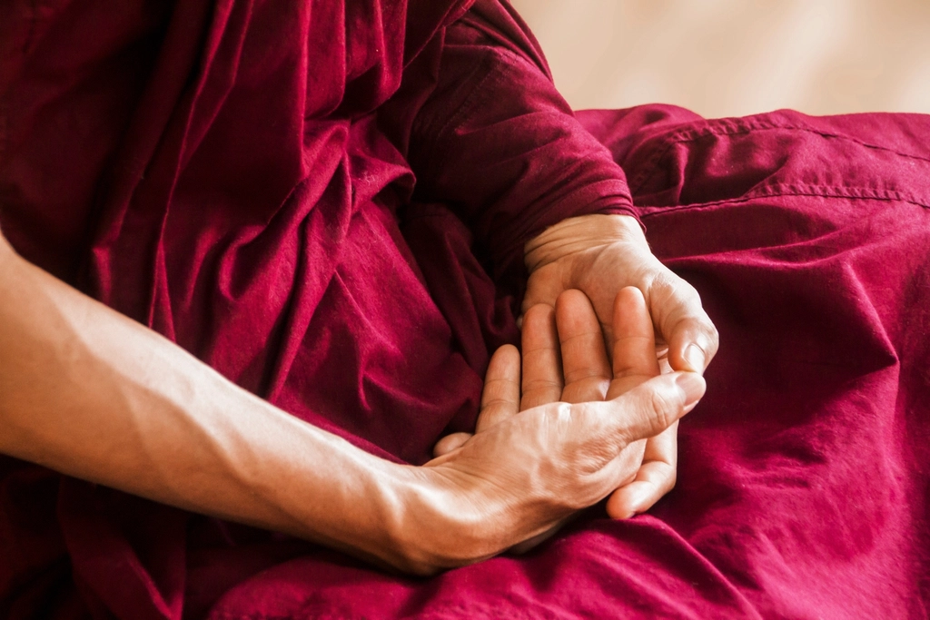 Monk meditation close up